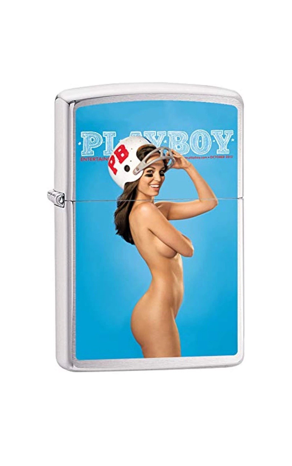 Zippo Playboy October 2012 Cover Satin Chrome Windproof Lighter NEW RARE