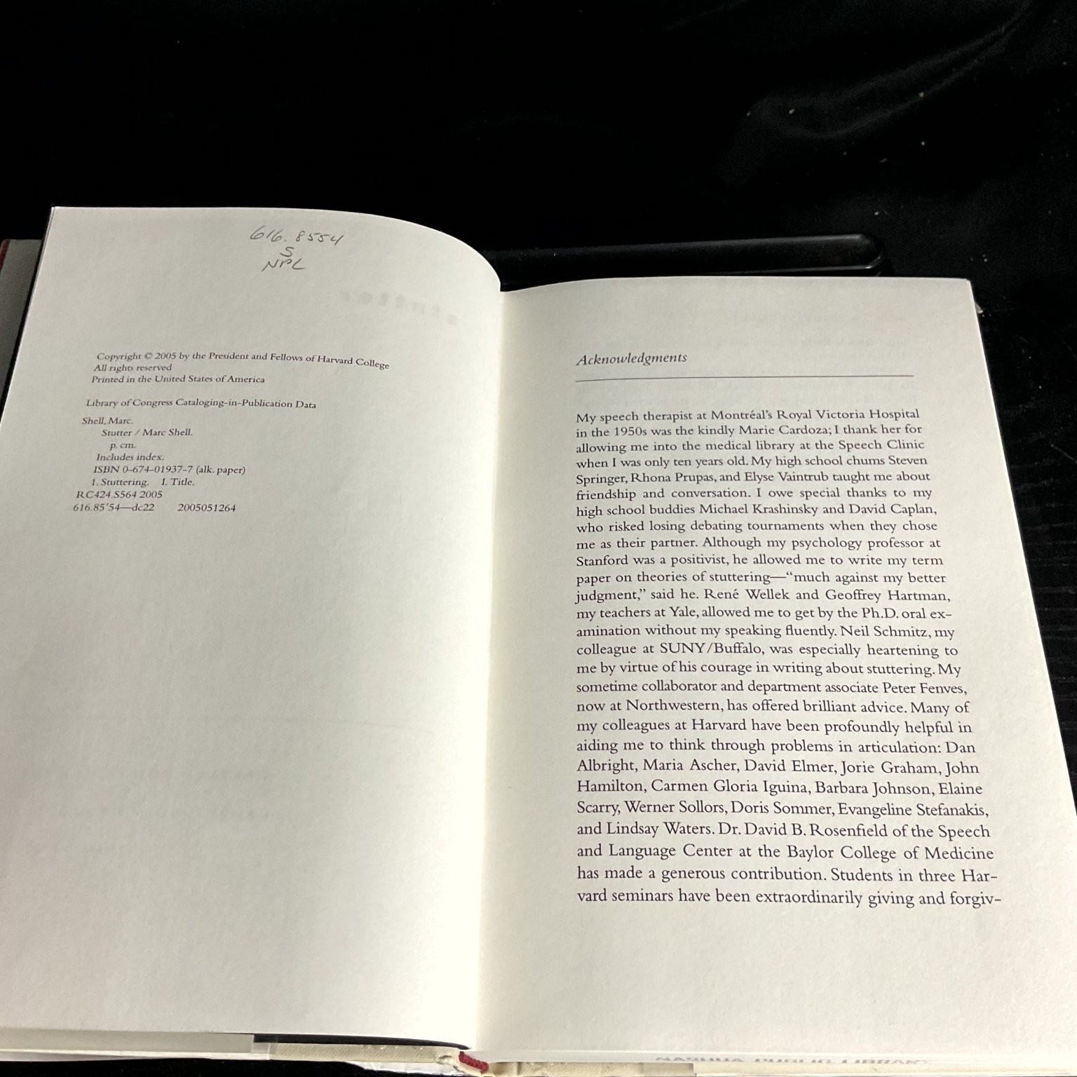 Stutter Marc Shell 2005 Harvard University Press Language