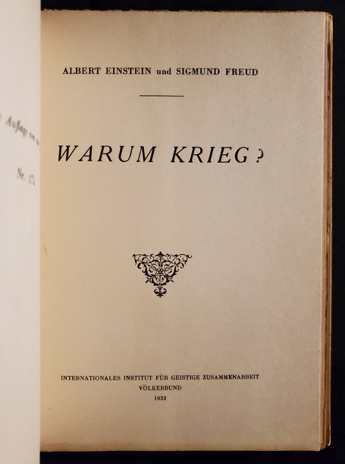 Albert Einstein Relativity Sigmund Freud 1933 Warum Krieg? WHY WAR 1st Ed 1/2000