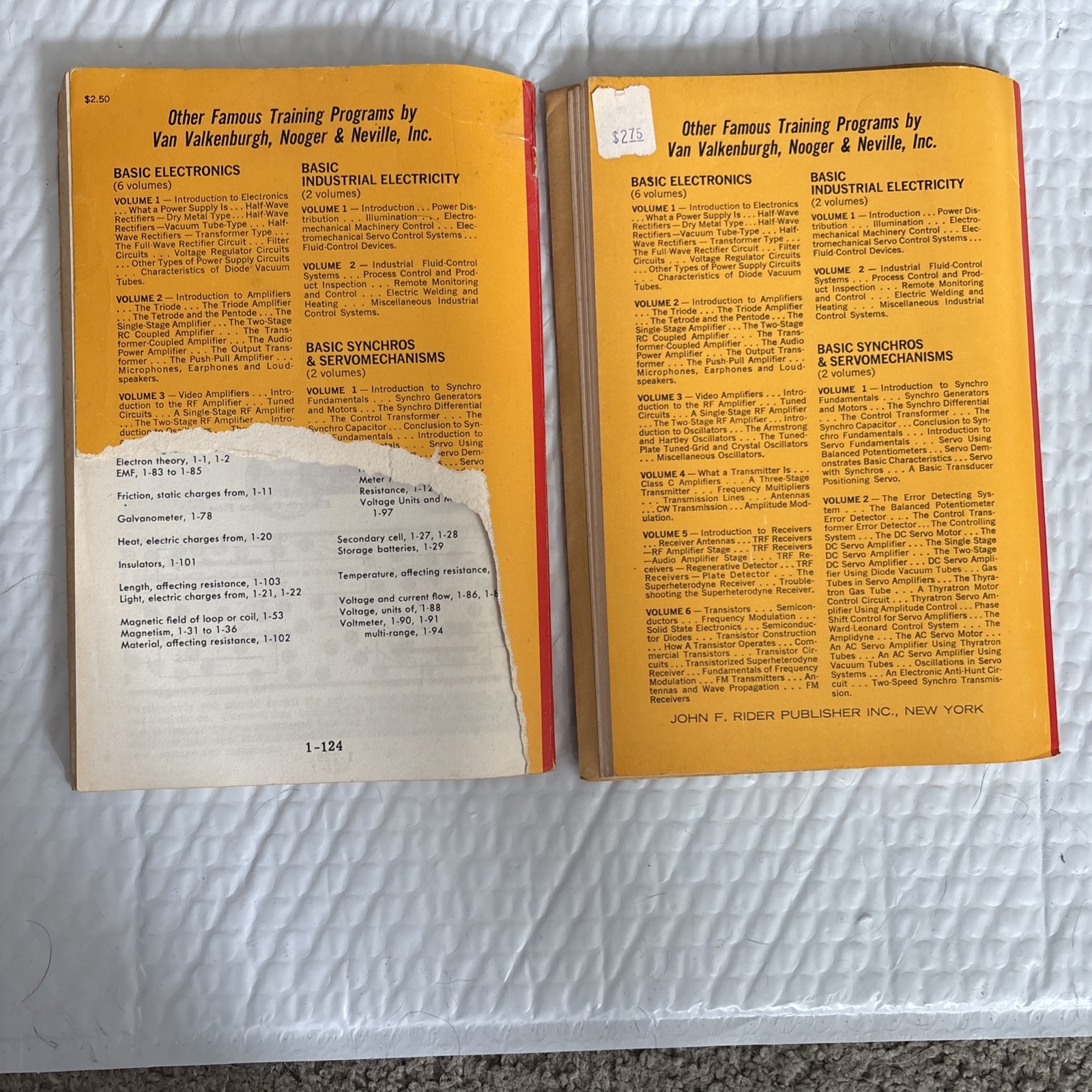 Basic Electricity ’54 Training Books Vols 1 & 2 Rider (missing a Back Cover)