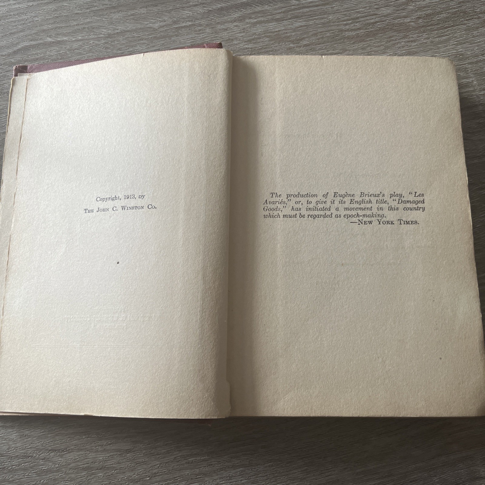 Damaged Goods by Upton Sinclair, Copyright 1913 By John C. Winston Co. Rare Copy
