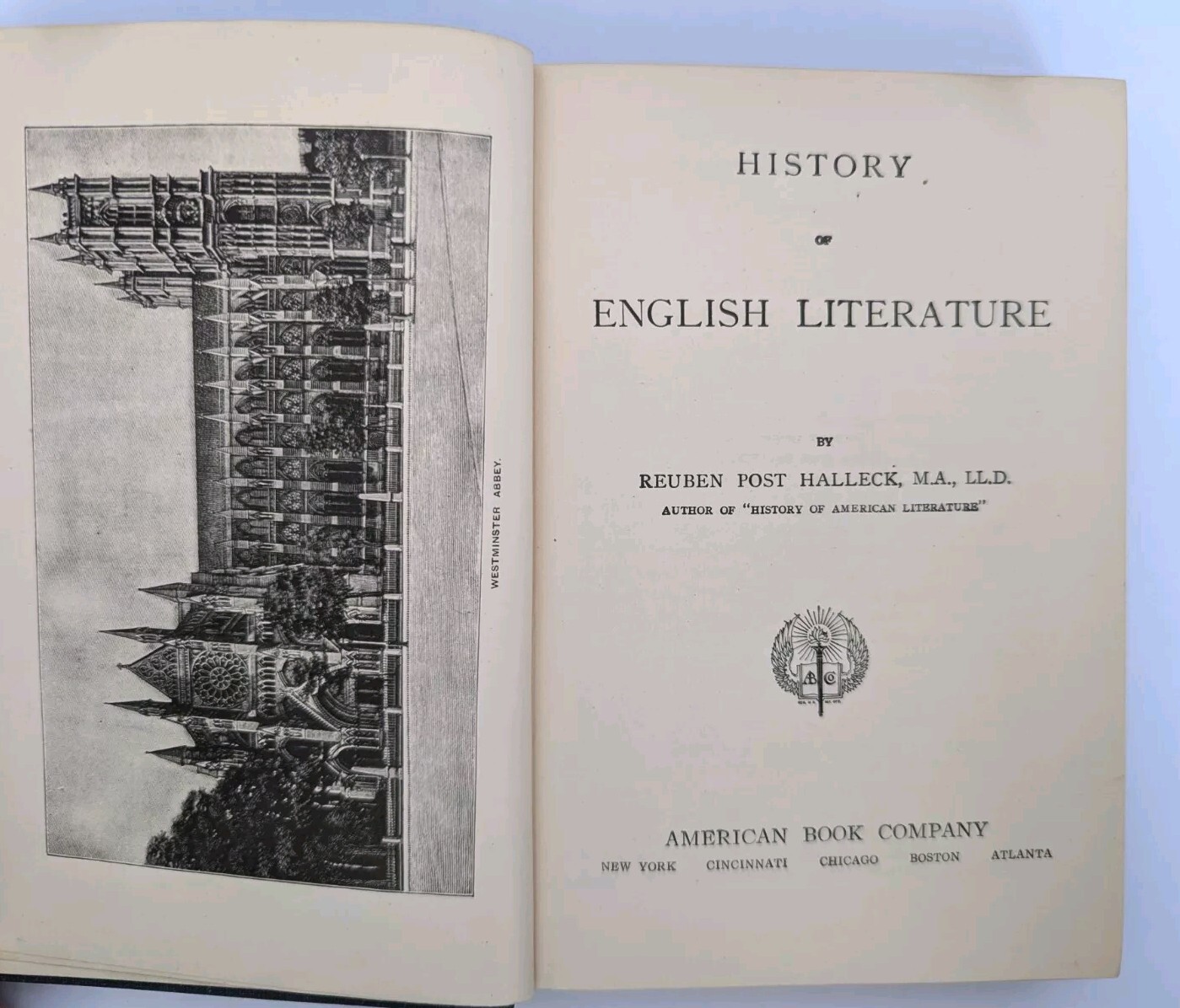 History of American Literature by Reuben Post Halleck HC VTG Antique Book 1900