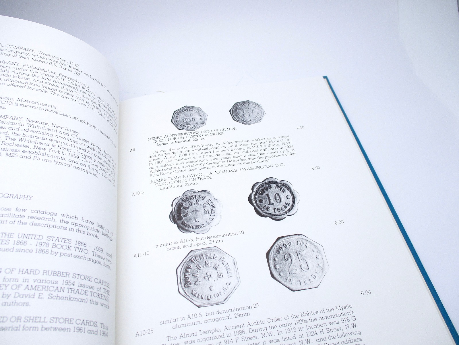 Signed • Merchant Tokens of Washington DC • Schenkman ’82 1st Ed Hardcover Book