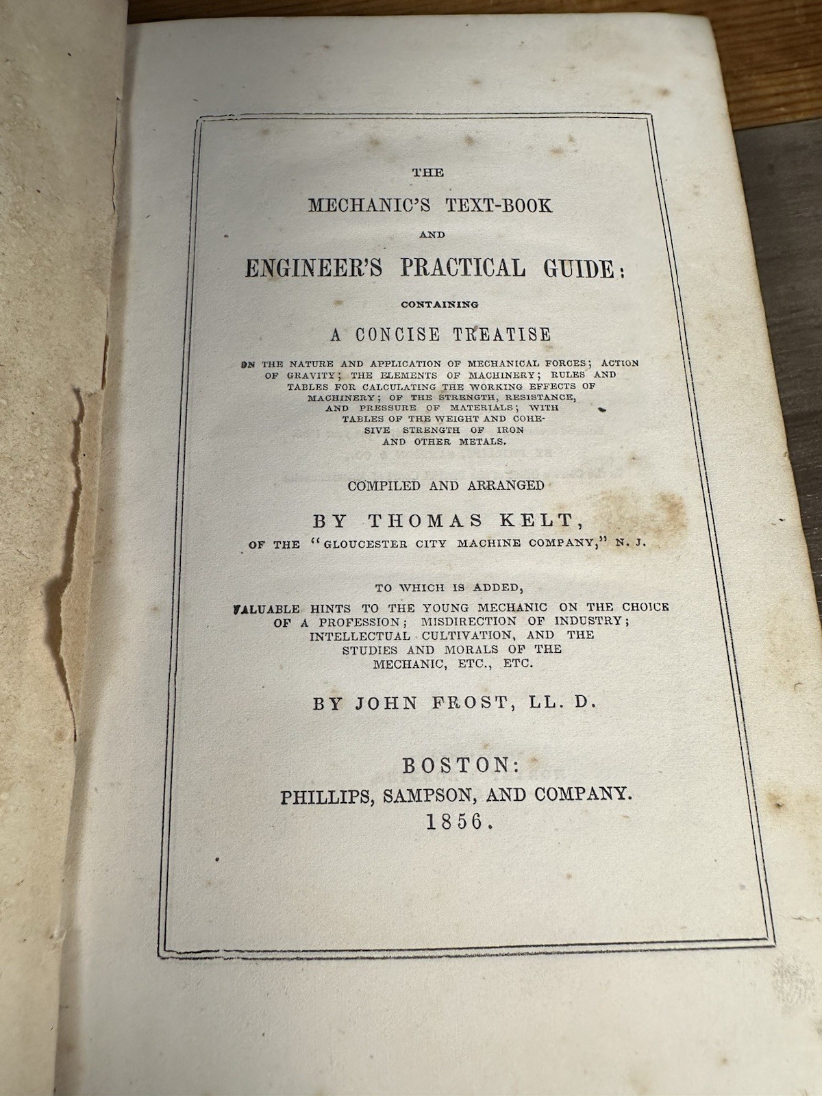 Mechanics Text Book Engineers Practical Guide 1856 Thomas Kelt Phillips Sampson