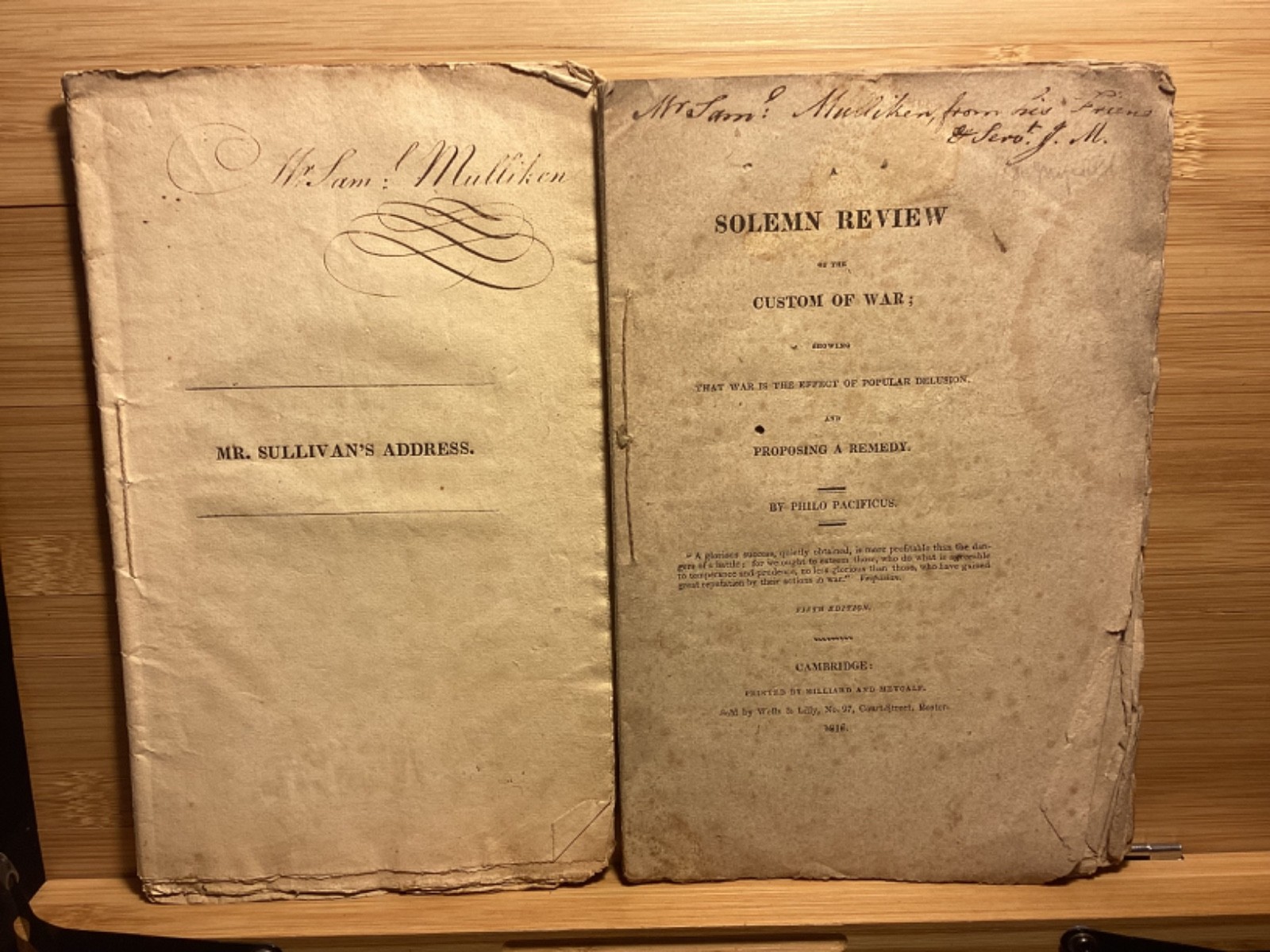 Pair Of Pamphlets Owned By Massachusetts Clockmaker Samuel Mulliken – See Below