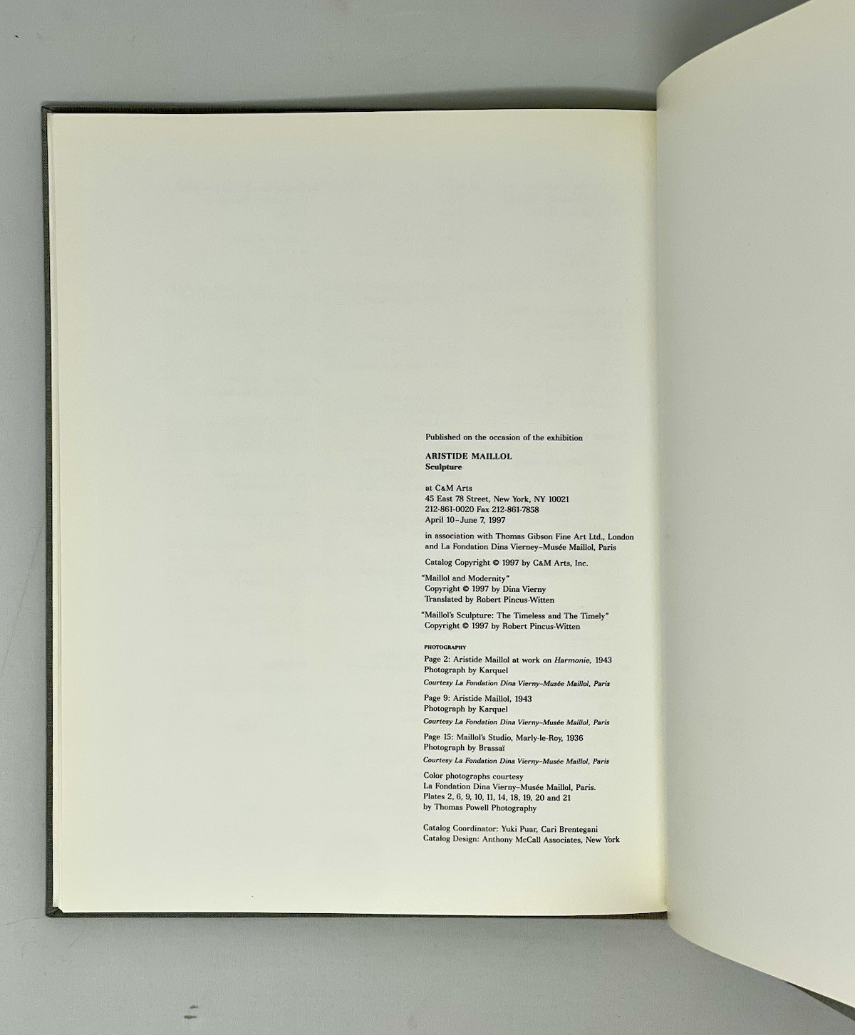 Aristide Maillol: Sculpture 1997 C & M Arts Exhibition Catalog April 10-June 7