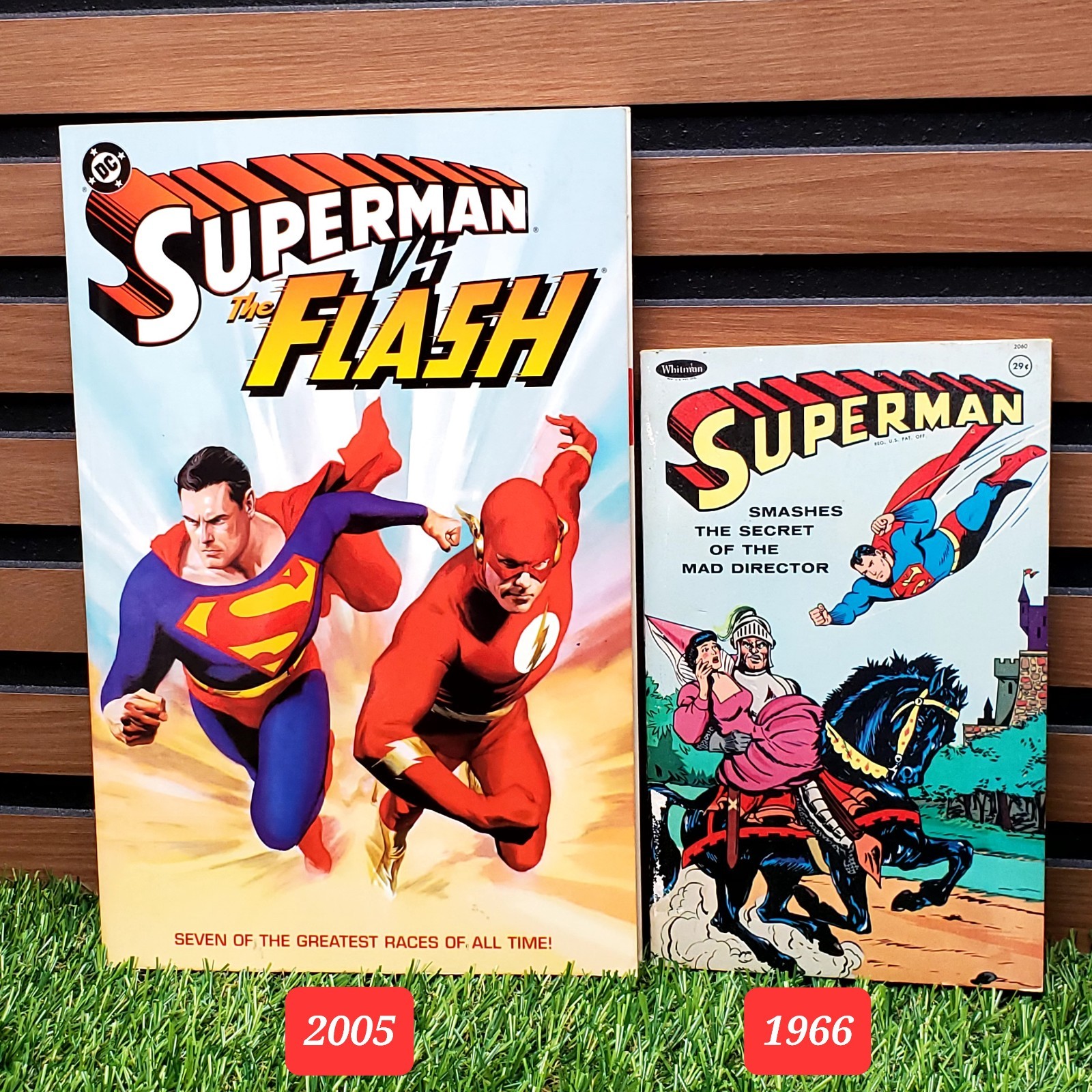 (2) Vintage Superman Books – Smashes The Secret Of Mad Director & VS The Flash