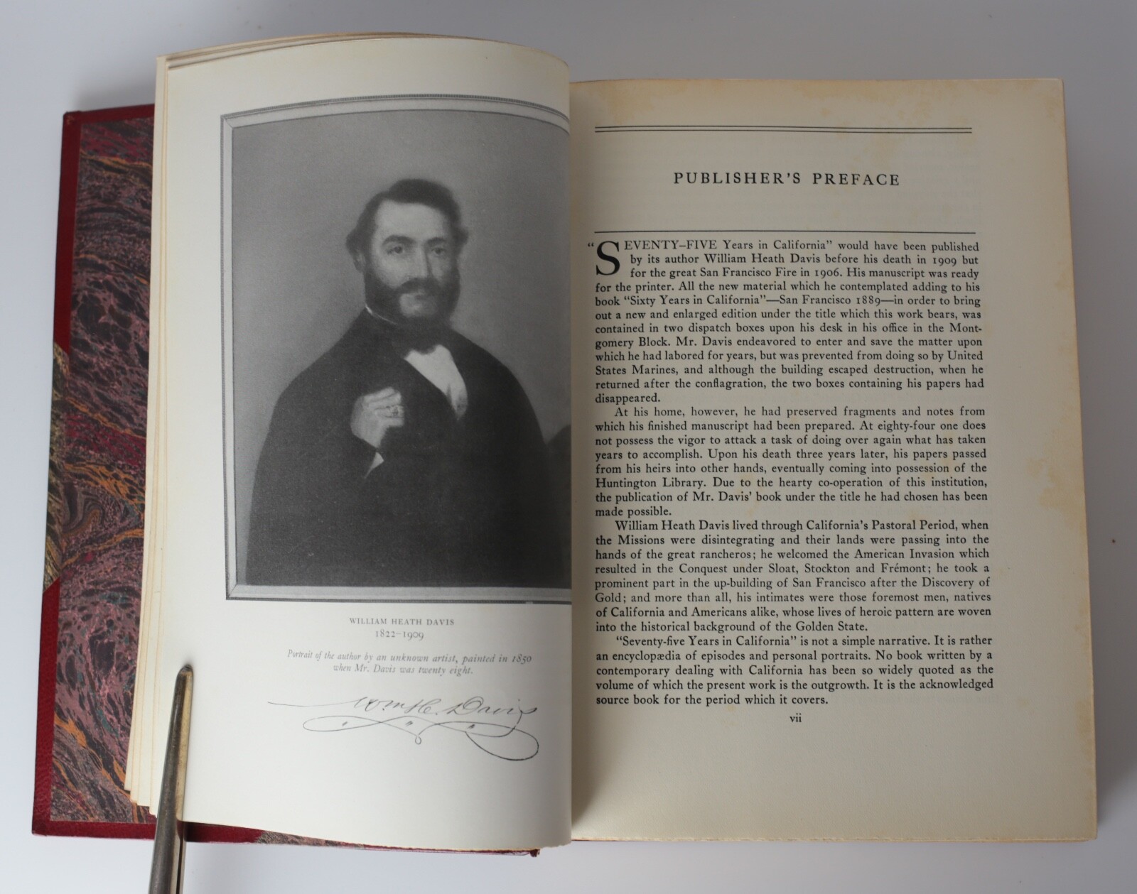 William Heath Davis, Seventy-Five Years in California. signed by son of author