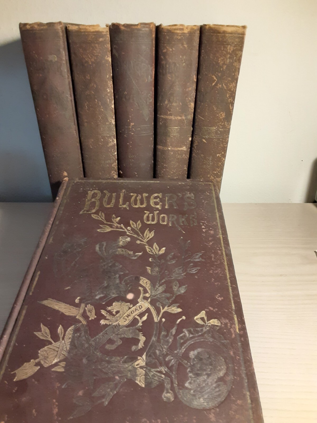 The Works of Edward Bulwer Lytton (Lord Lytton) Leather Bound Antique Set of Six