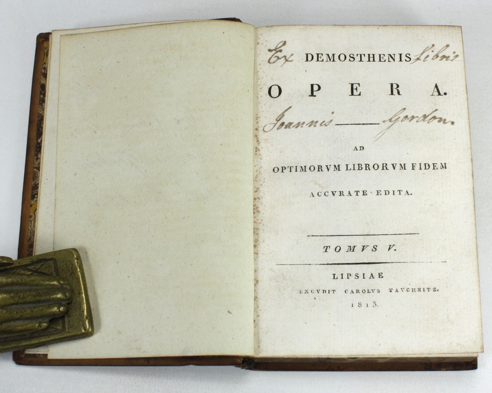 Demosthenis; Opera ad Optimorum Librorum Fidem, Tauchnitz, Leipzig, 1812, 5 vols