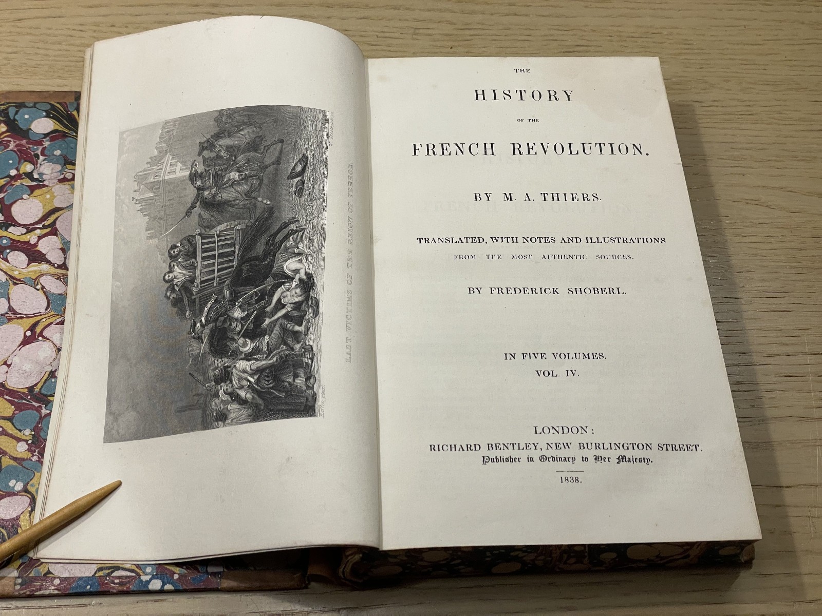 M A Thiers HISTORY OF THE FRENCH REVOLUTION Vols II – V hb 1838 Richard Bentley