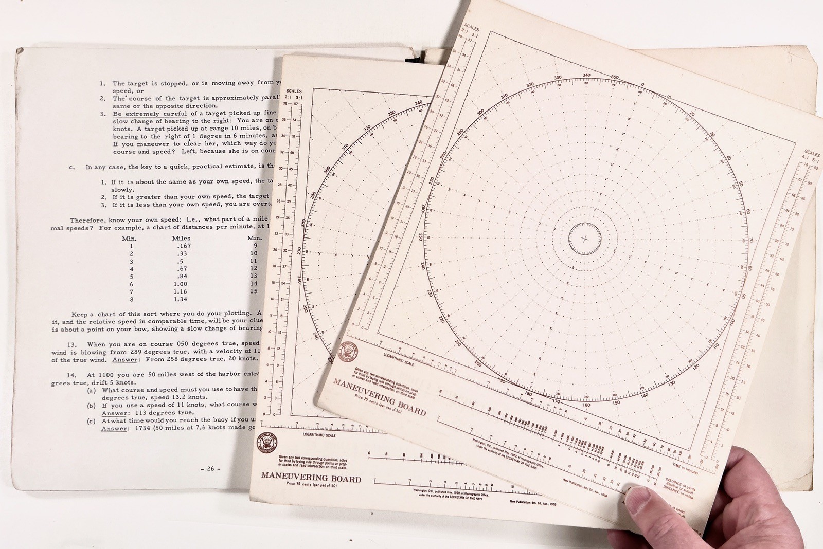 1956 PRACTICAL RADAR PLOTTING Naval/Coast Guard training manual w/ PLOT BLANKS
