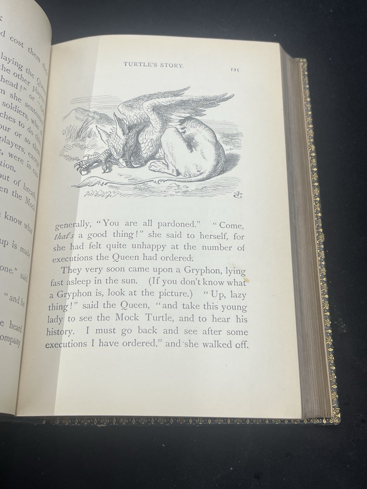 Lewis Carroll 1925 Alice in Wonderland Through the Looking Glass Book Gold Gilt