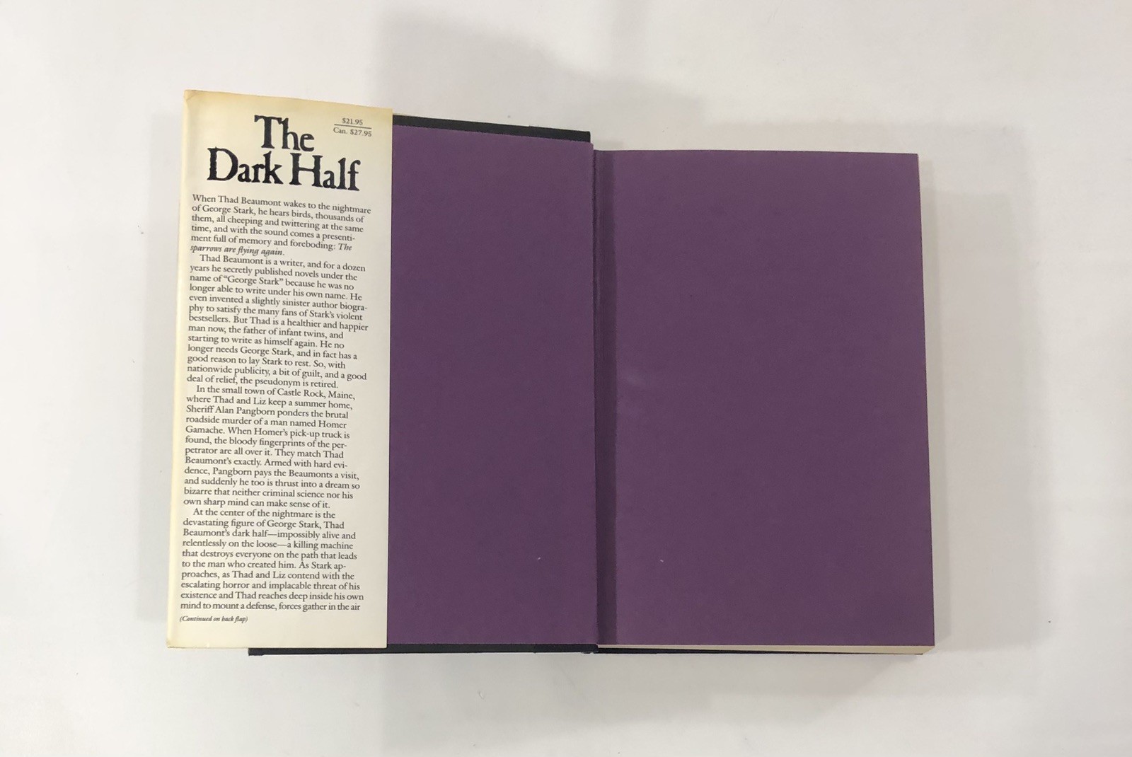 The Dark Half By Stephen King, 1st Edition 1st Printing