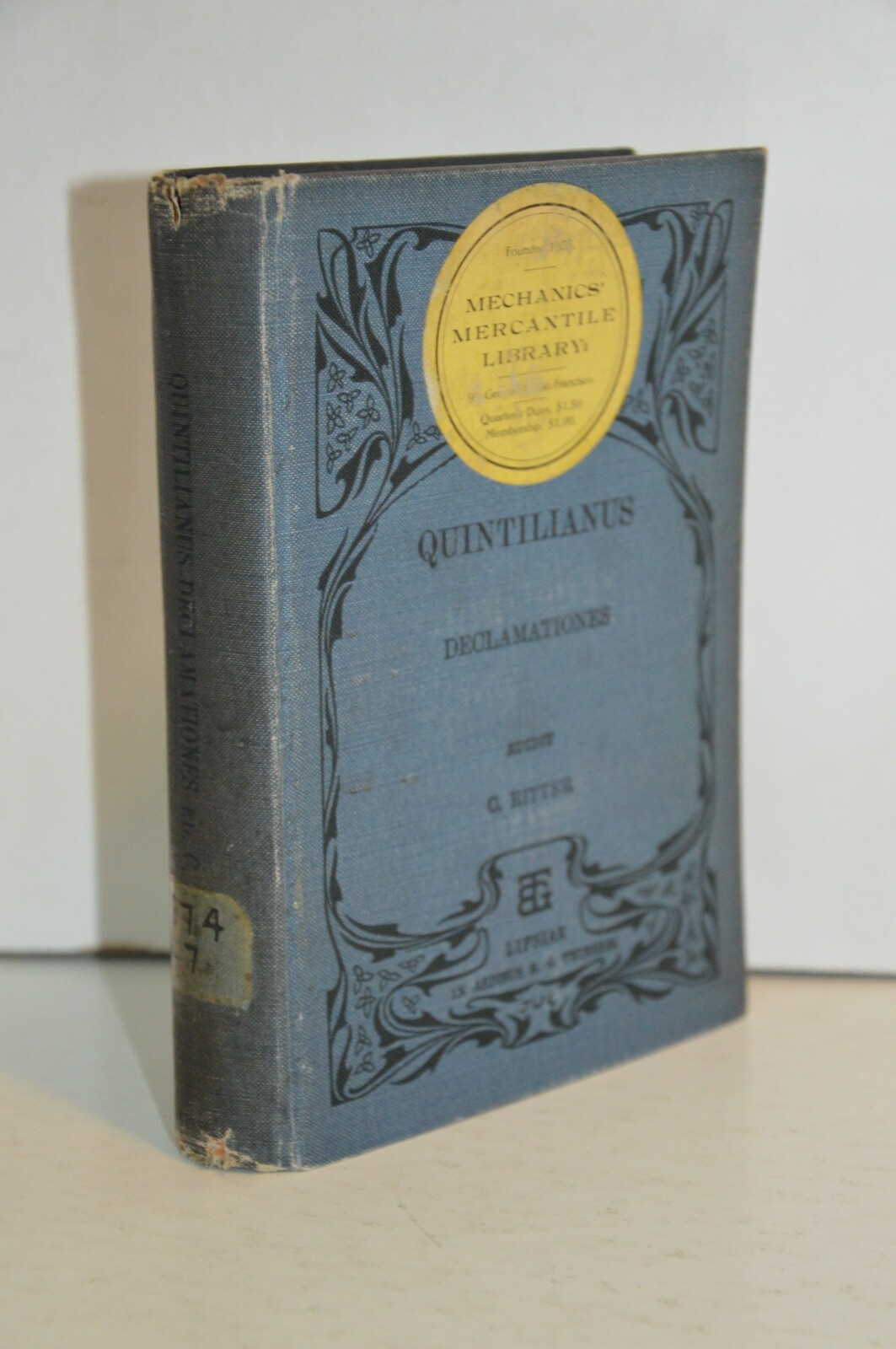 QUINTILIANUS DECLAMATIONES QUAE SUPERSUNT CXLV 1884 by C. Ritter SF Library Book