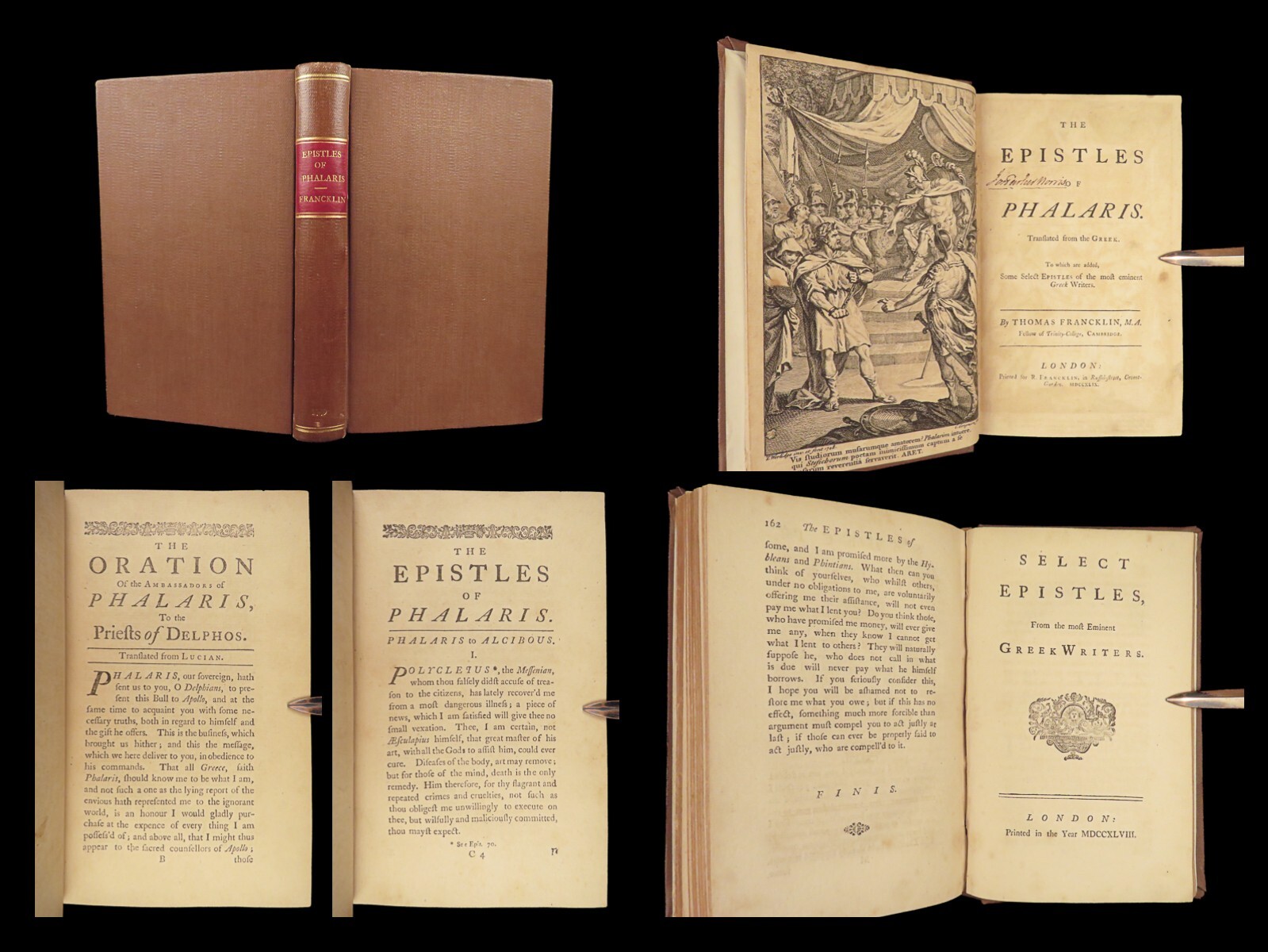1749 Epistles of Phalaris 1ed GREEK Letters Demosthenes Pythagoras Hippocrates
