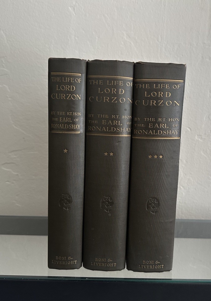 3 Volume Set „Life of Lord Curzon“ Earl of Ronaldshay (1927) George Nathaniel HC