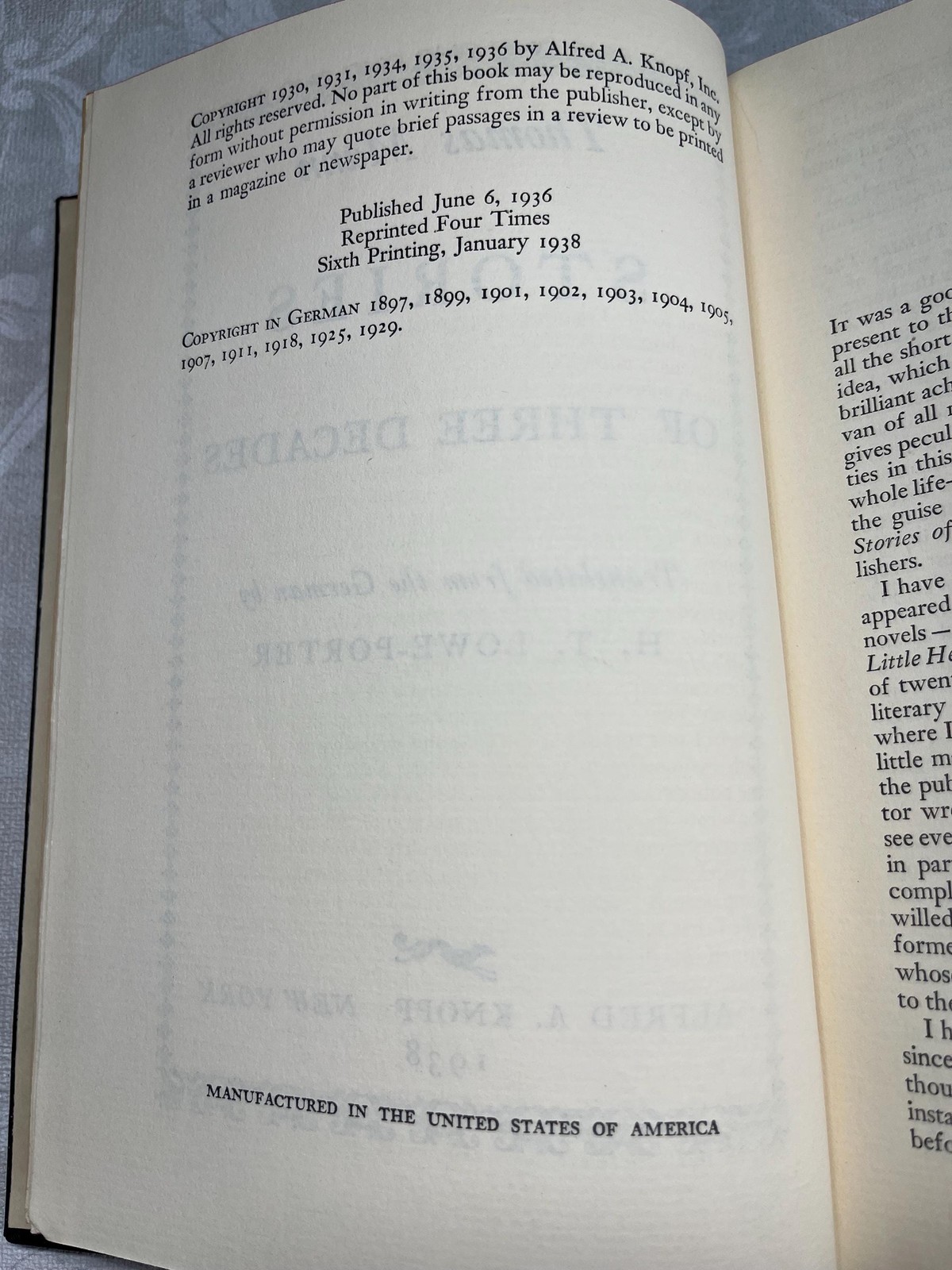 1938 Thomas Mann Stories of Three Decades w scarce original jacket, 6th printing