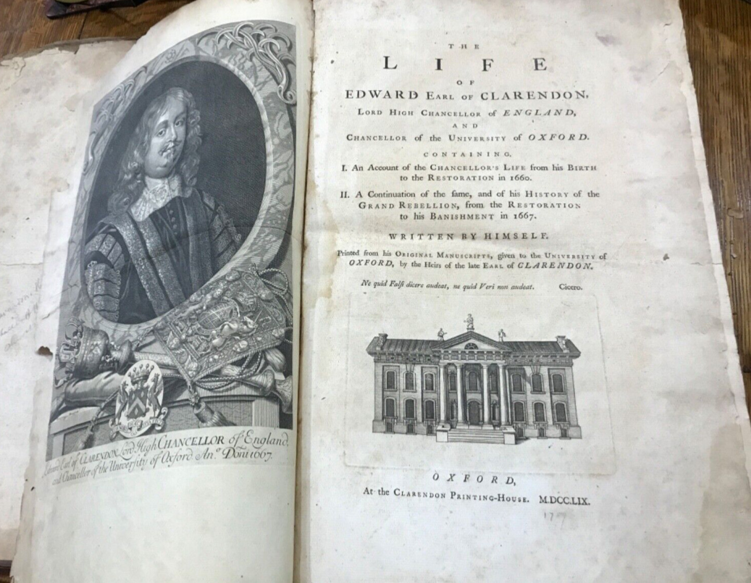 Life of Edward Earl of Clarendon, Lord High Chancellor of England and Oxford Uni