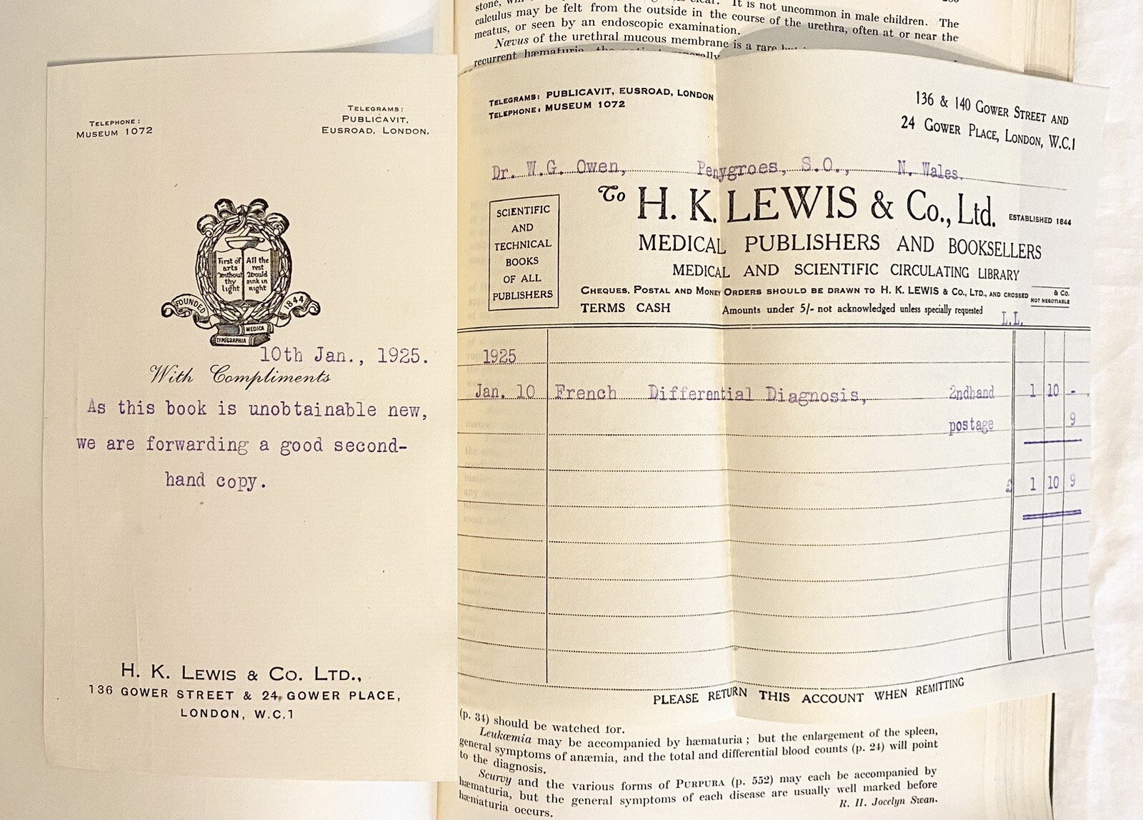 RARE VG+ Index Differential Diagnosis Ed French 1923 Antique Medical Book Illus
