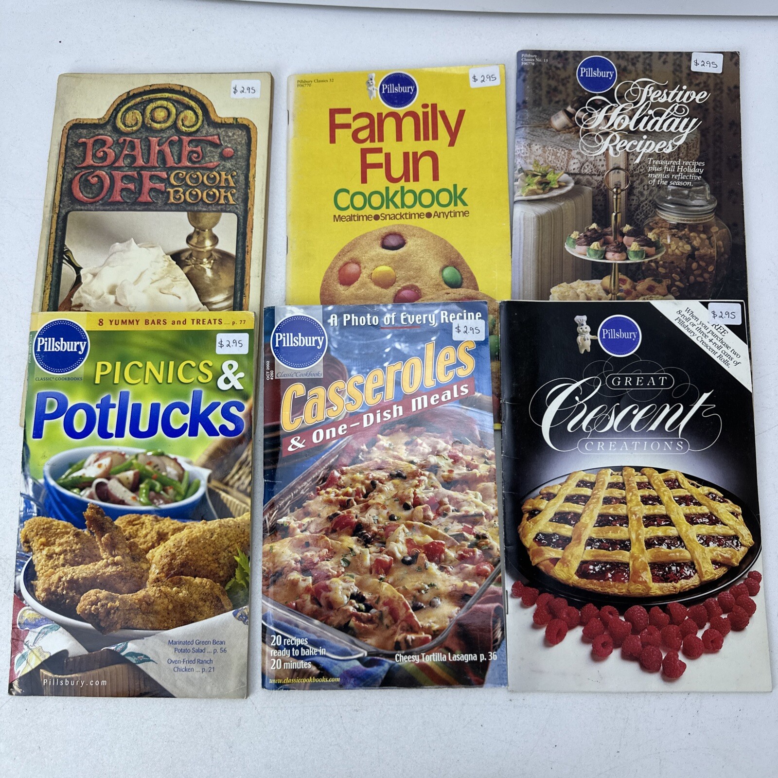Lot of 6 Pillsbury Baking Cooking Cookbooks 1980s & 2000s Picnics Casseroles