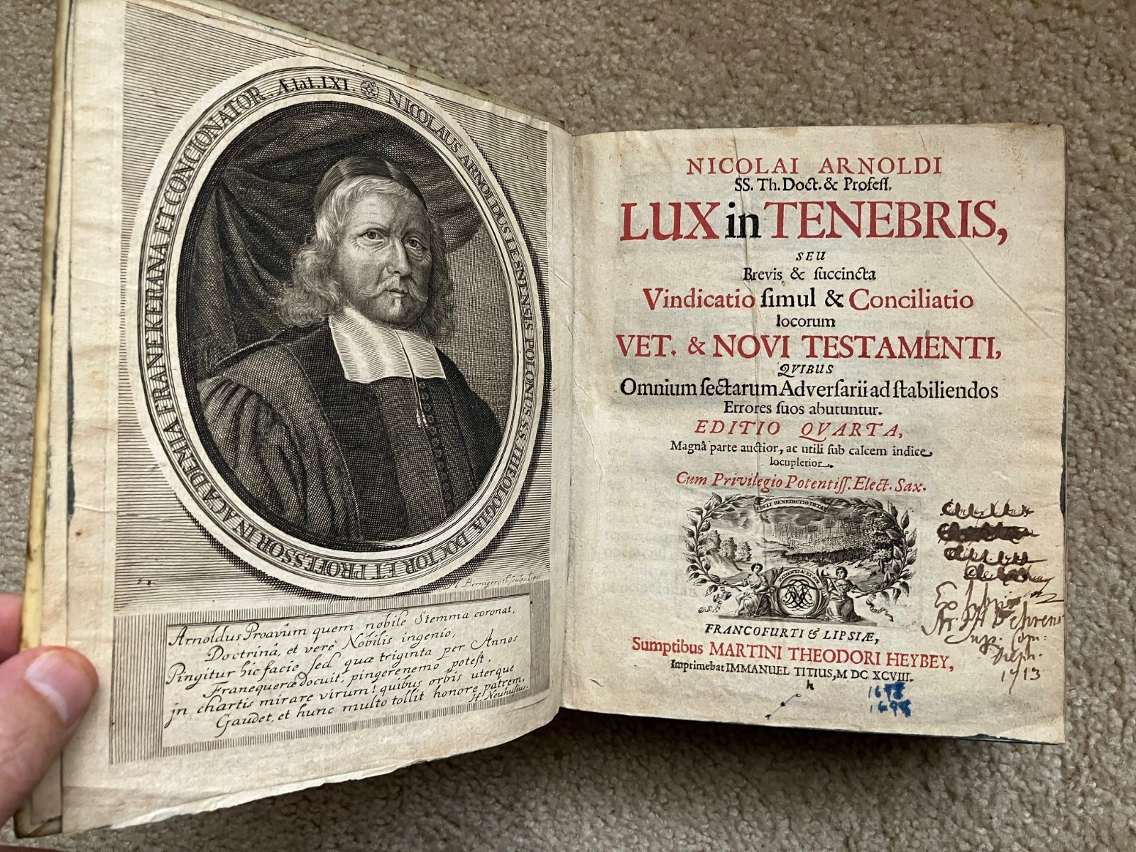 1698 LUX IN TENEBRIS (LIGHT IN DARKNESS) Old & New Testament by Nicolaus Arnoldi