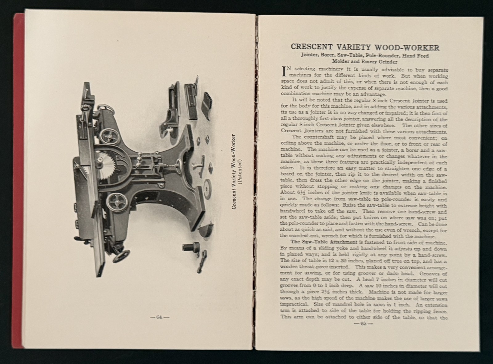 Vintage Original 1916 Crescent Wood-Working Machinery Catalogue / 143 Pages