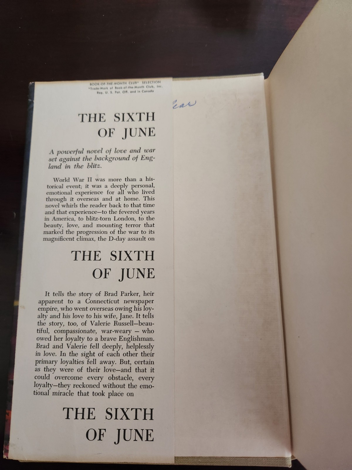 The Sixth of June – Lionel Shapiro – 1955 – First Edition With Dusk Jacket
