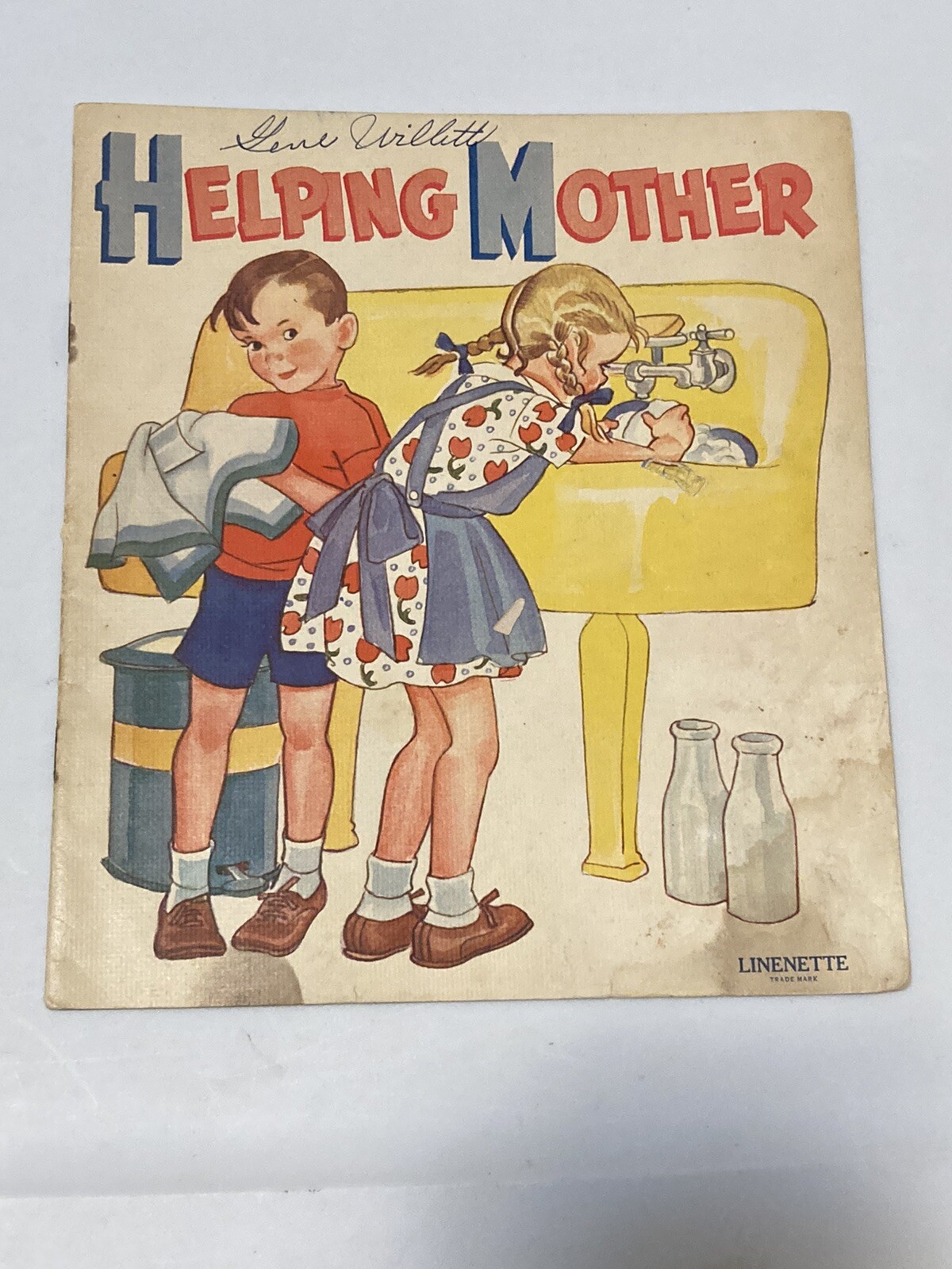 HELPING MOTHER Vintage Antique Linenette Book 1940 #480 Sam’l Gabriel Sons