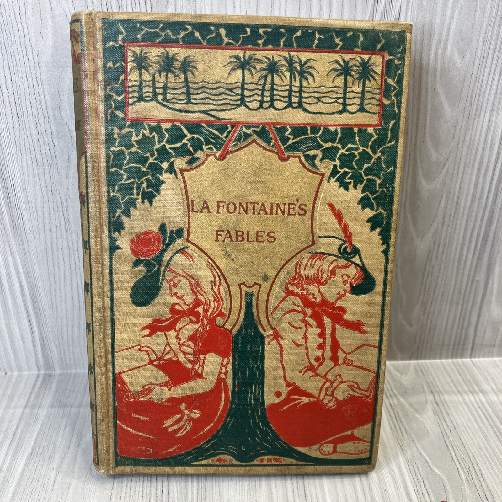 Antique Book Circa 1900 H.M. Caldwell Publisher La Fontaine’s Fables RARE Cover