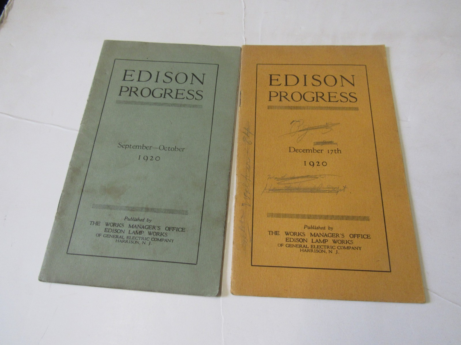 8 Issues Edison Progress, 1919-20, Edison Lamp Works, Vol. 1, No. 1