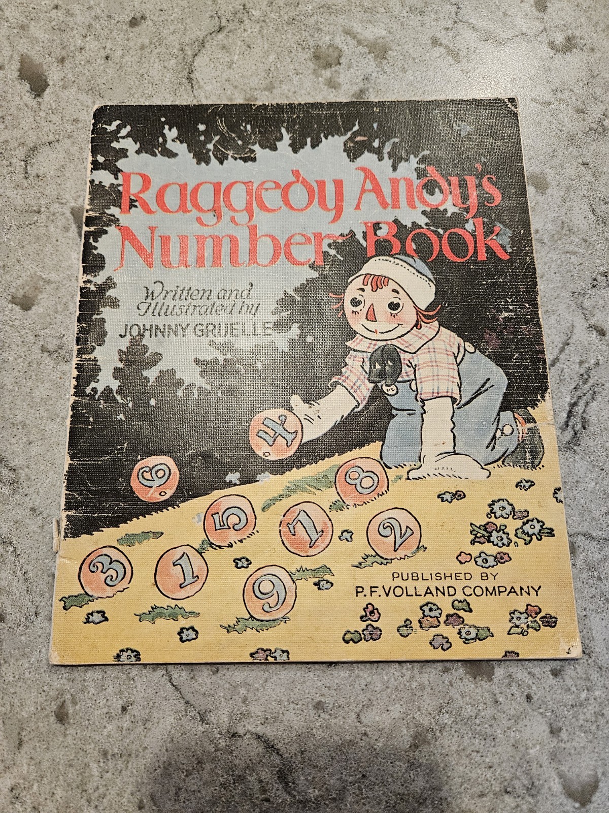 Antique 1924 Johnny Gruelle Raggedy Andy Children’s Cloth Number Book PF Volland