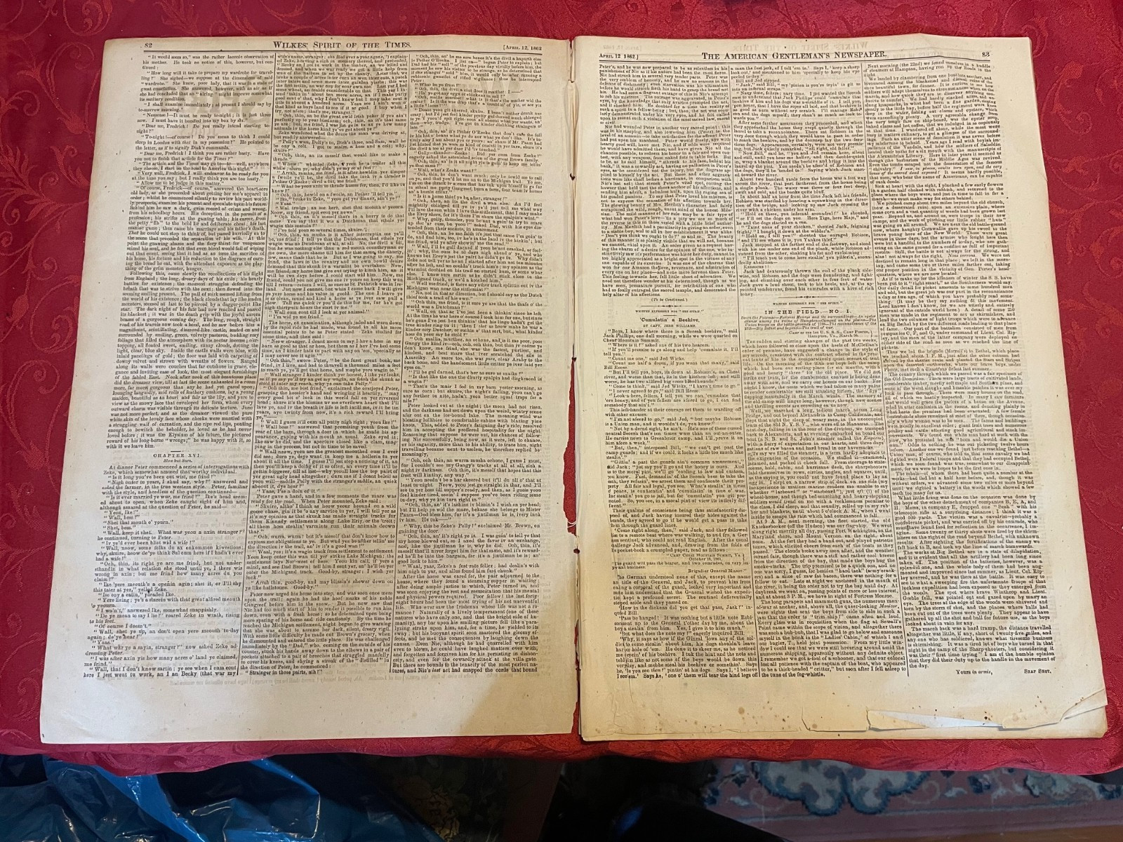 Wilkes’ Spirit Of The Times – Sports/Literature/Stage Newspaper April 12, 1862