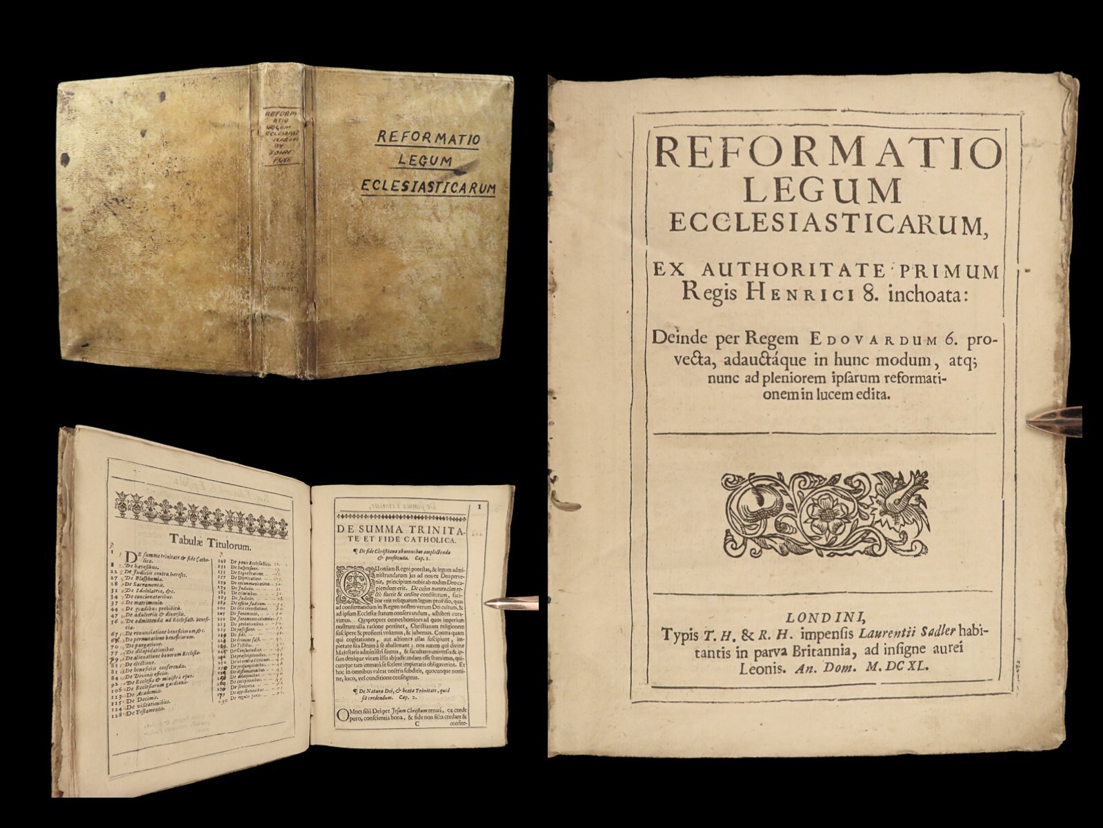 1640 Thomas Cranmer 1ed 39 Articles Henry VIII English Reformation Legum RARE