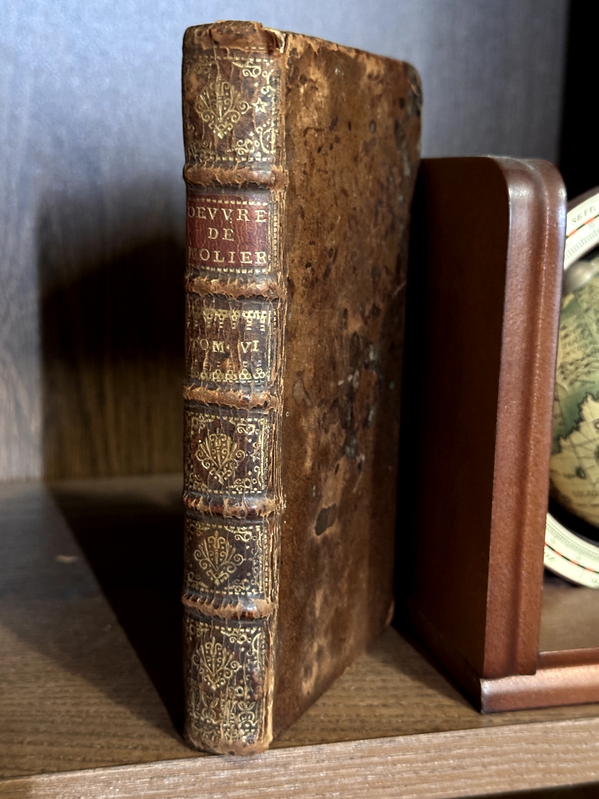 The Works of Monsieur de Moliere Leather Bound Rare 1710 Vol. 6 New Edition
