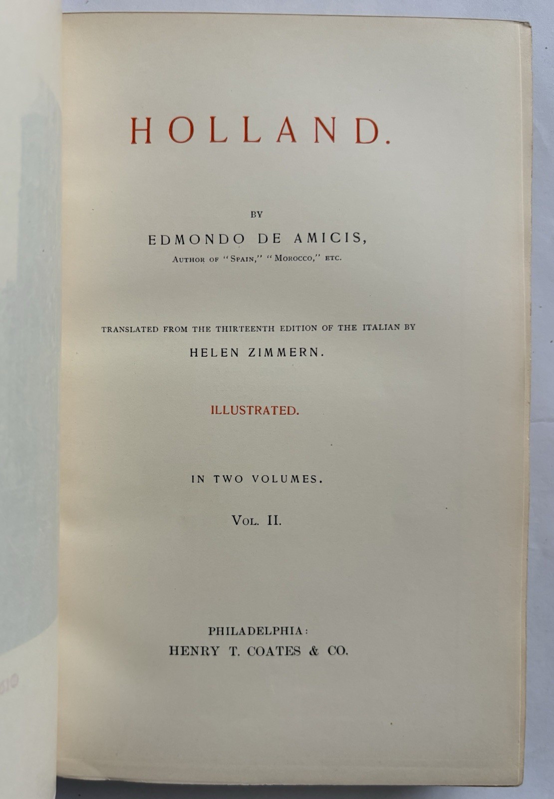 Holland 1894 Edmondo de Amicis CLASSIC TRAVEL HISTORY FINE BINDING EVOCATIVE