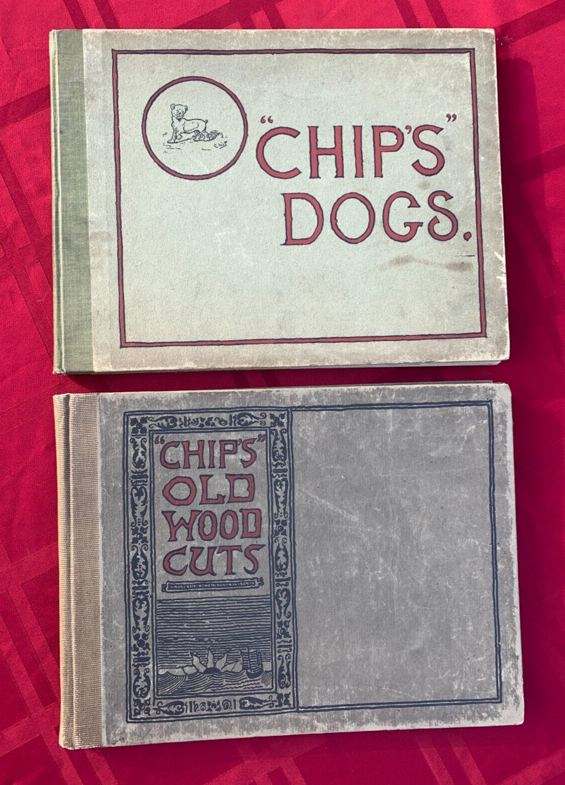 2 1st Ed Antique Cartoon Books Chip’s Dogs & Old Wood Cuts (1895) by FPW Bellew
