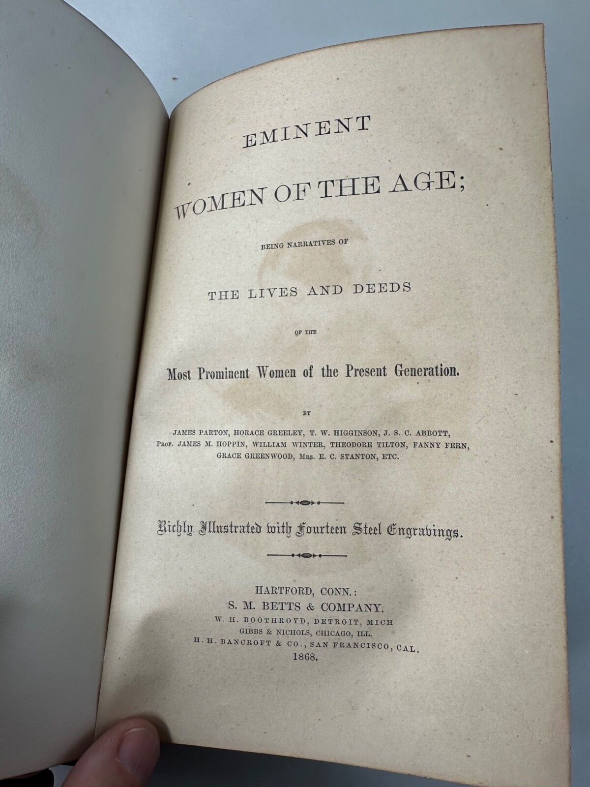 VTG Eminent Women of the Age 1868 Antique First Edition Book Illustrated Leather