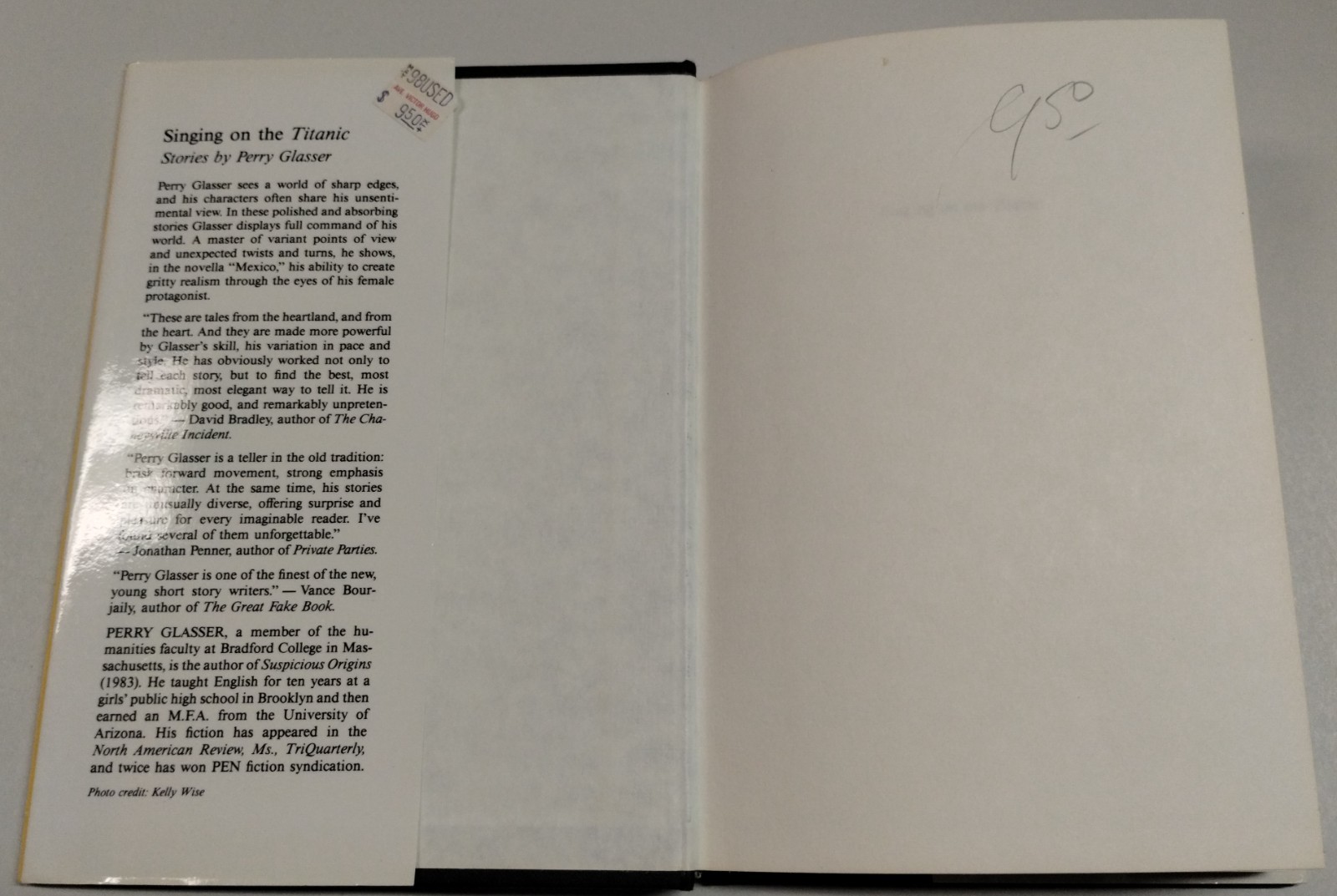 1987 Book SINGING ON THE TITANIC Stories by Perry Glasser
