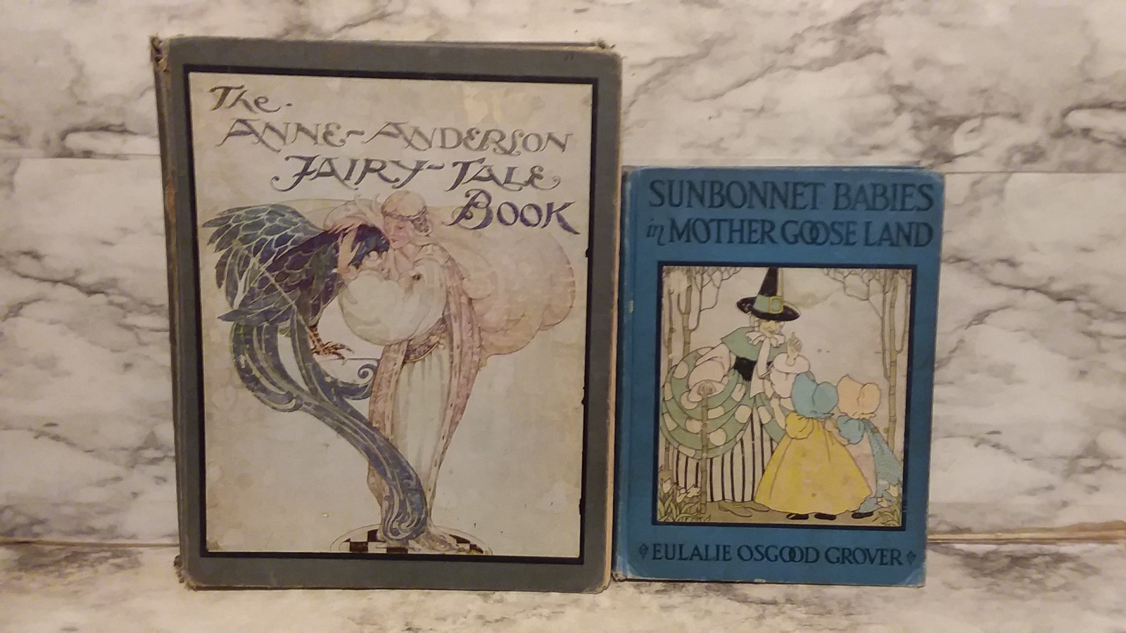 Vntg SUNBONNET BABIES in MOTHER GOOSE LAND & ANNE-ANDERSON FAIRY-TALE – HC Books
