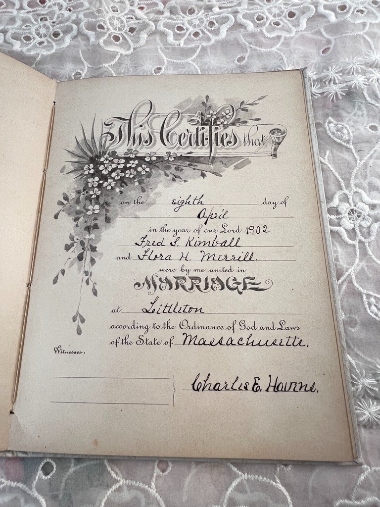 Antique Our Wedding Ring Book Approx 6″ X 8″ 1894 Adelaide Jordan