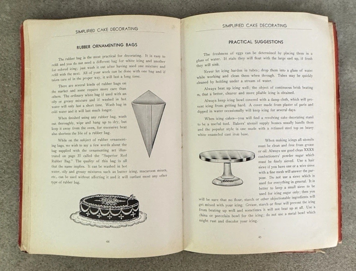 1937 Ateco Simplified Cake Decorating Illustrated Hardcover Thomsen Book
