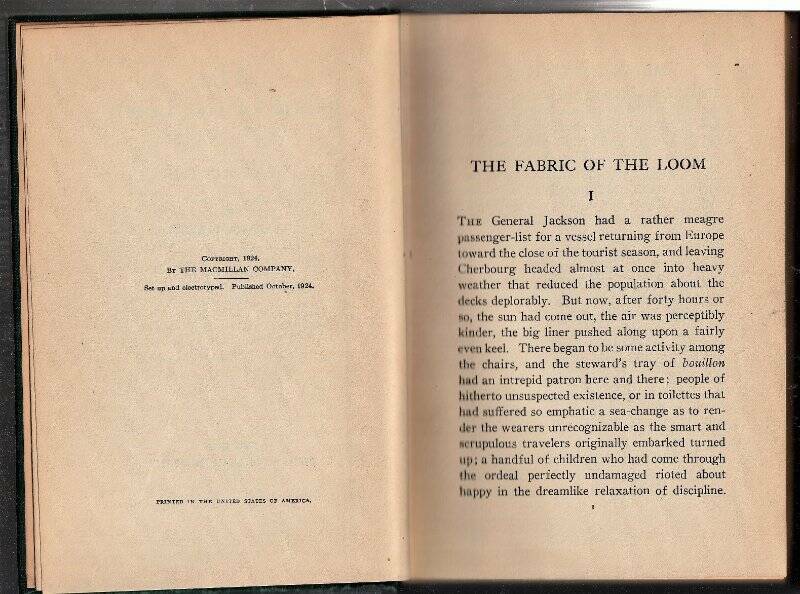 The Fabric of the Loom by Mary S Watts 1924 Antique Book