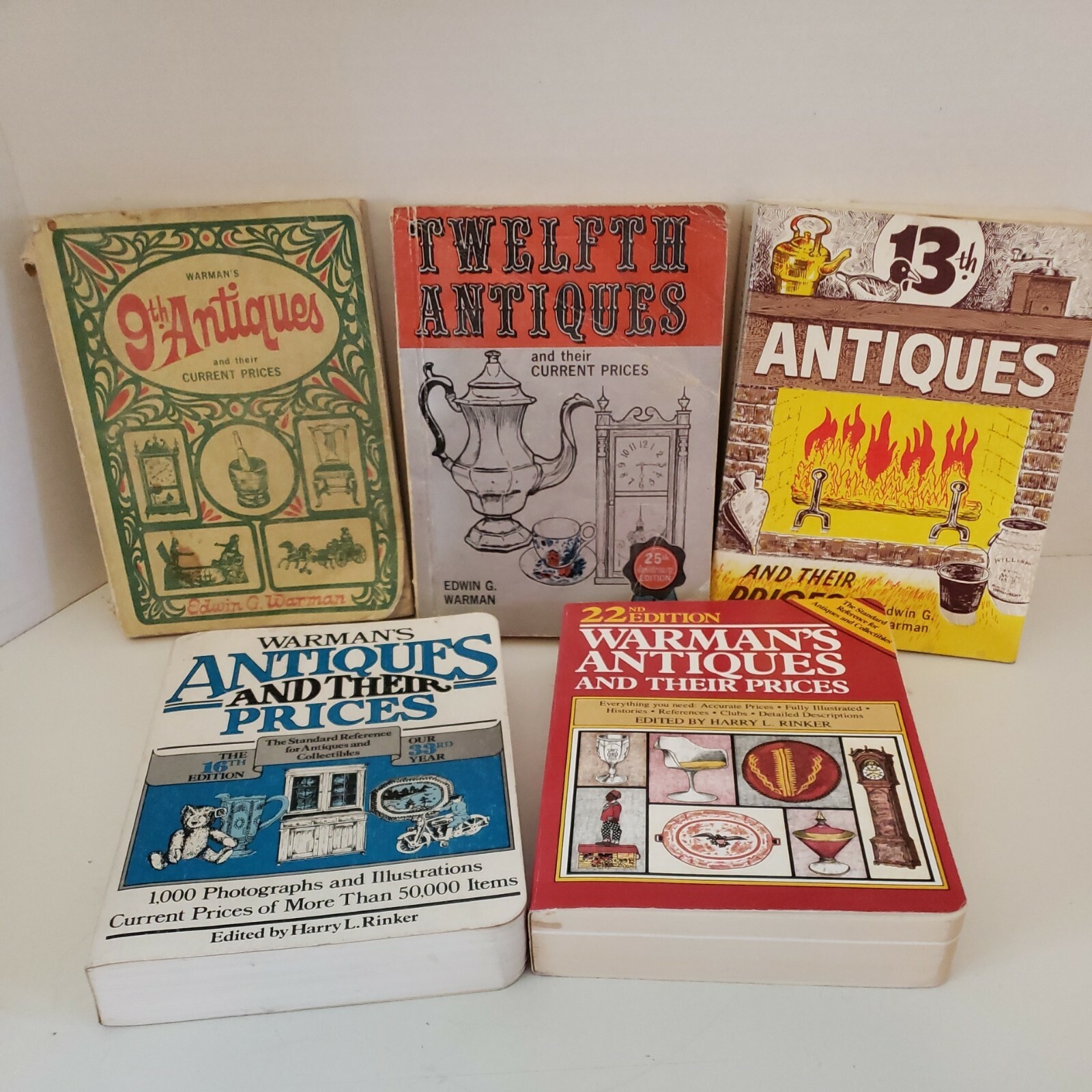 Warman’s Antiques Price Guide 9th, 12th, 13th, 16th, & 22nd Editions Set of 5