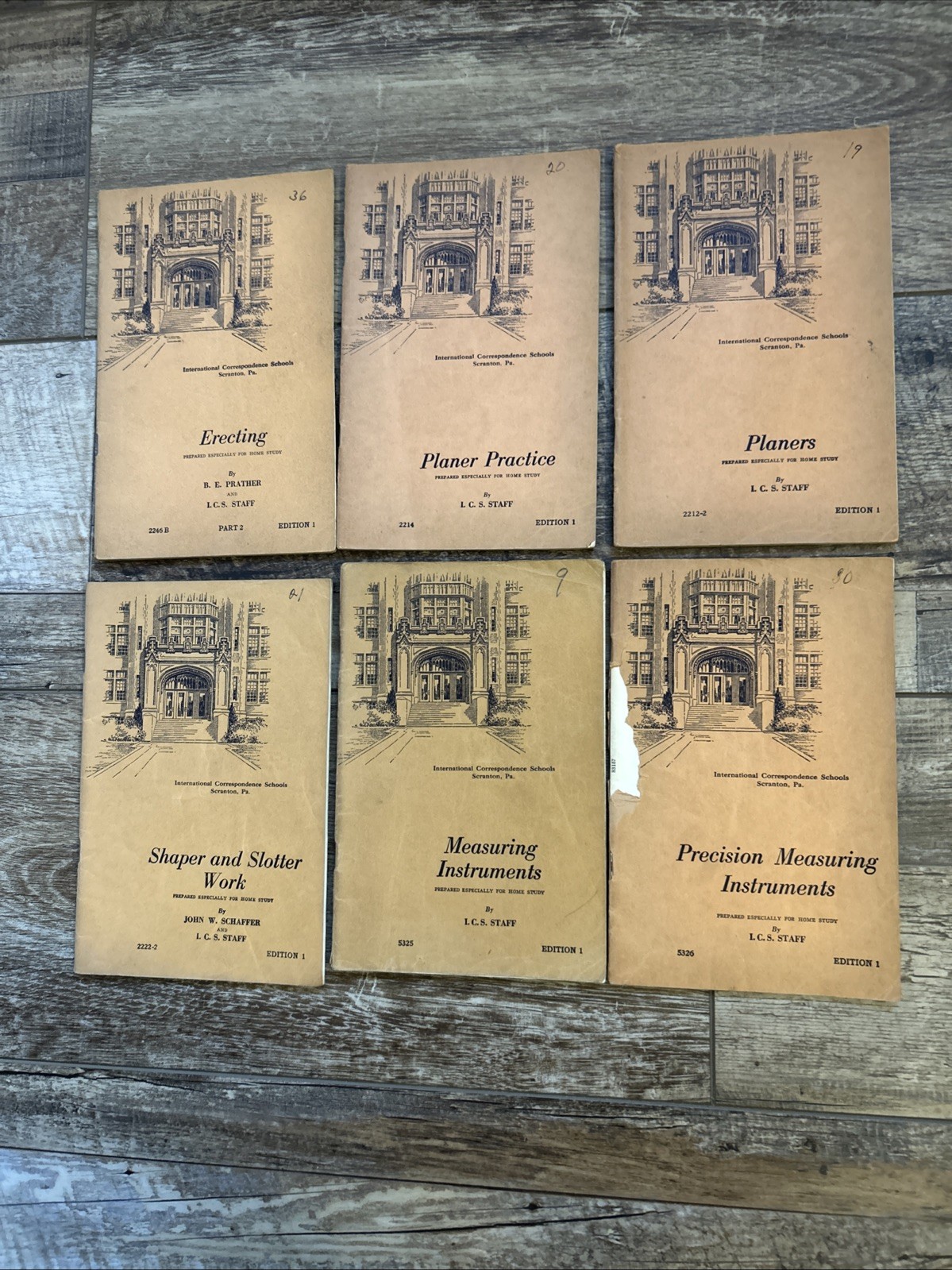 6 ANTIQUE BOOKS FROM INTERNATIONAL CORRESPONDENCE SCHOOL 1940-41 PLANER, MEASURE