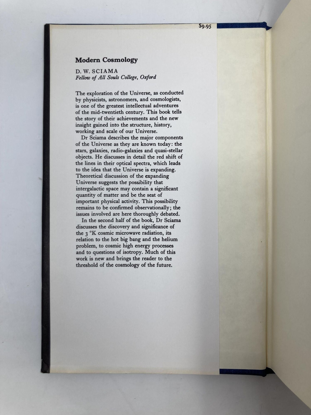 Modern Cosmology by D W Sciama First 1st Edition VG HC 1971