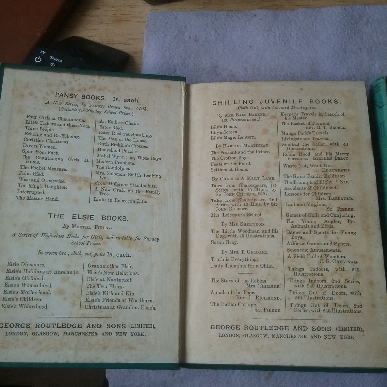 2 antique books from the Ruby Series pub by G ROUTLEDGE NAOMI + PILLARS OF FIRE