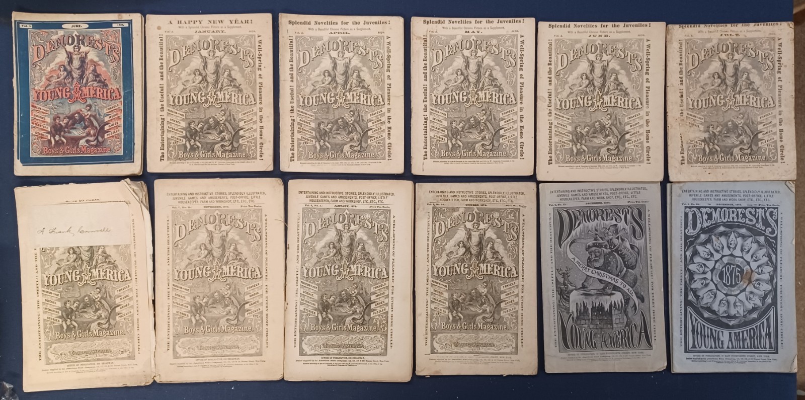 Victorian Children’s Magazine Demorest’s Young America Lot of 12 in Wraps