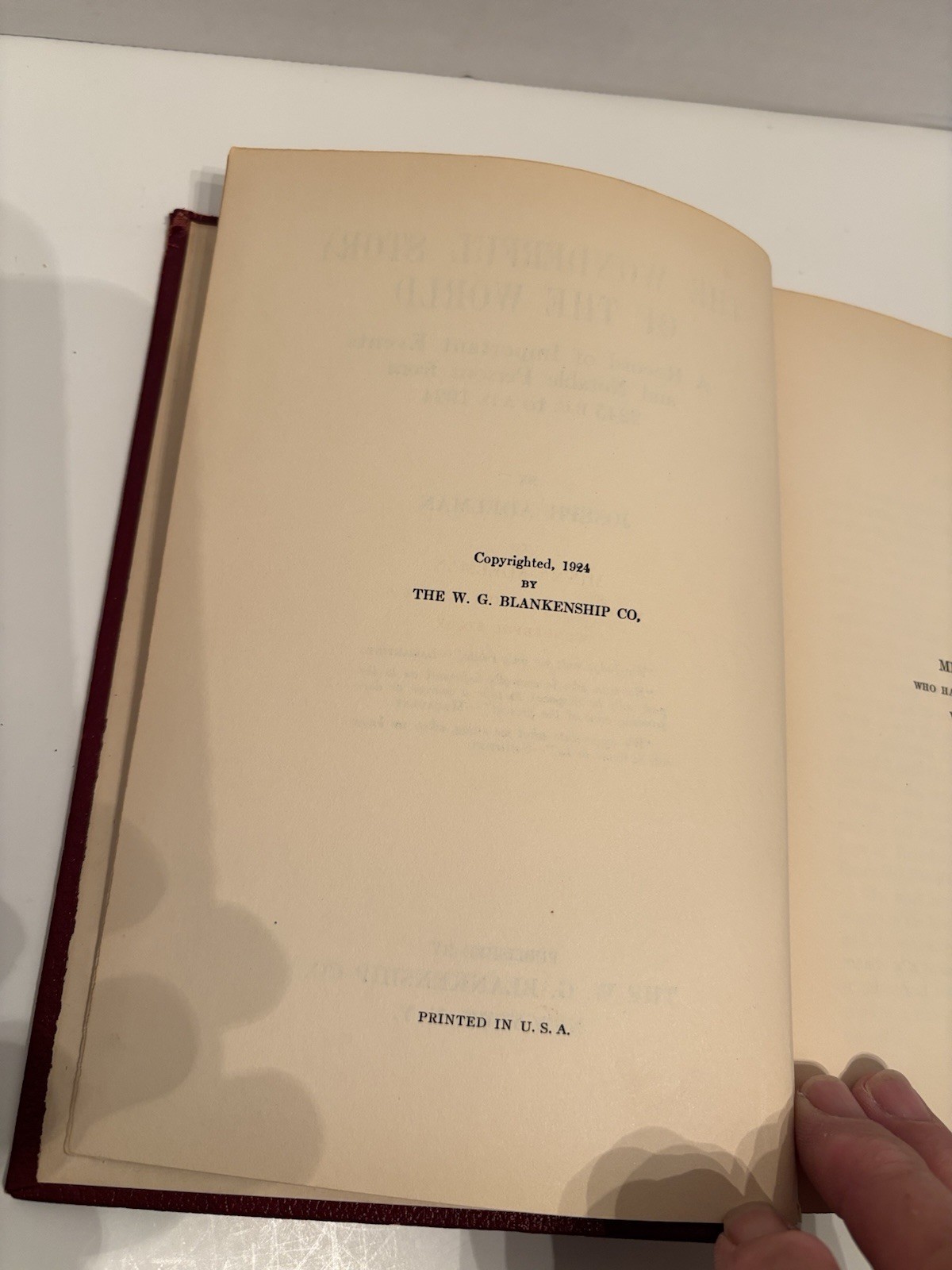 Antique 1924 “The Wonderful Story Of The World” By Joseph Adelman