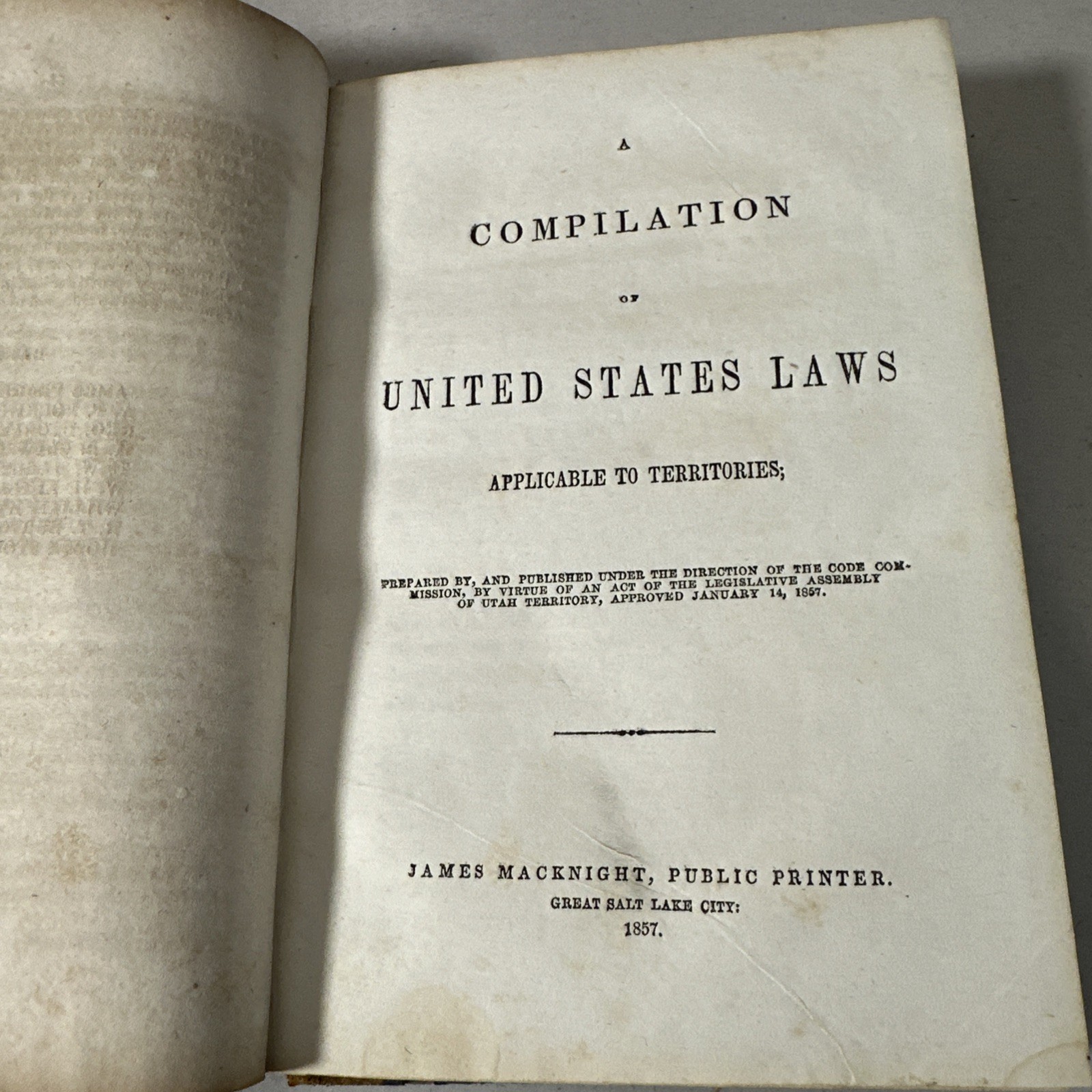 Acts Resolutions Territory Utah 6th Session 1857 Rare Mormon Book Salt Lake City